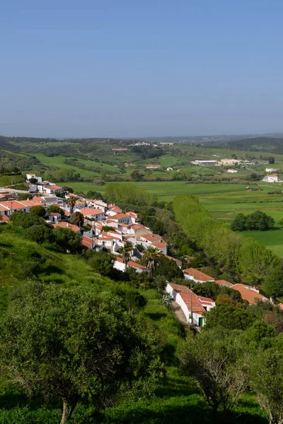 Aljezur Portugal Abril 2018 Vista Elebada Cidade Aljezur Com Suas — Fotografia de Stock