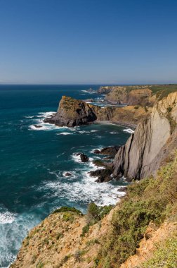 Vicentine sahil doğal Park'ta Algarve, Portekiz Atlantik okyanus manzarası