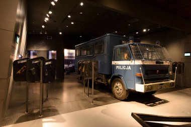 Gdansk, Polonya - 13 Mayıs 2018: Sergi, Gdansk, Polonya Avrupa Dayanışma Merkezi 