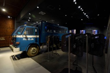 Gdansk, Polonya - 13 Mayıs 2018: Sergi, Gdansk, Polonya Avrupa Dayanışma Merkezi 