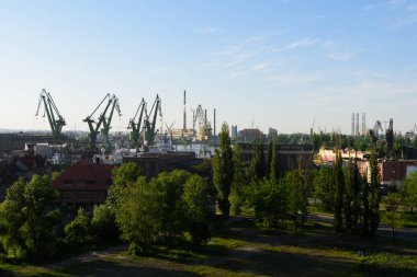 Gdansk, Polonya - 13 Mayıs 2018: Yükseltilmiş görünümünü Gdansk Tersanesi