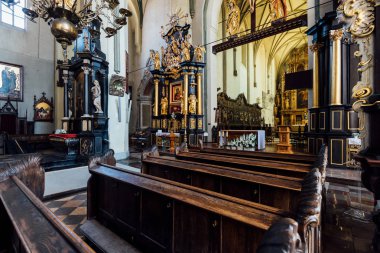 Gdansk, Polonya - 14 Mayıs 2018: Aziz Nikolaos Kilisesi, Gdansk, Polonya iç. 