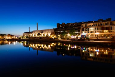 Göteborg, İsveç - 14 Mayıs 2018: Gothenburg, İsveç'te bir balık pazarı Feskekorka (balık Kilisesi) olduğunu