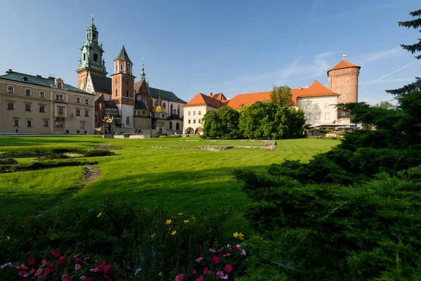 Βασιλικό Κάστρο Wawel Και Βασιλική Καθεδρικό Ναό Κρακοβία Πολωνία Βασιλικό — Φωτογραφία Αρχείου