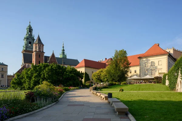 Βασιλικό Κάστρο Wawel Και Βασιλική Καθεδρικό Ναό Κρακοβία Πολωνία Βασιλικό — Φωτογραφία Αρχείου