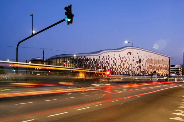 Cracovia Polonia Luglio 2018 Veduta Notturna Del Centro Congressi Ice — Foto Stock