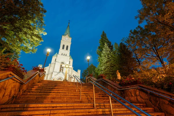 Chiesa Della Sacra Famiglia Zakopane Notte Polonia — Foto Stock