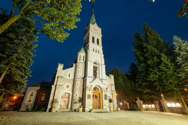 Iglesia Sagrada Familia Zakopane Por Noche Polonia — Foto de Stock