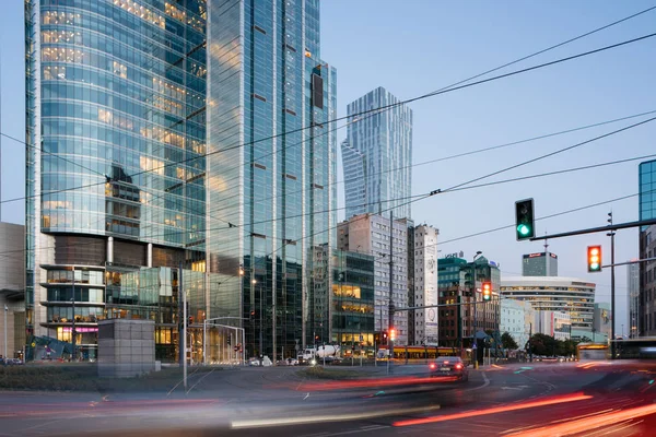 Warsaw Poland Oct 2018 Warsaw Central Business District Night — Stock Photo, Image