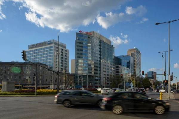 Warszawa Polen Okt 2018 Trafik Rusningstid Business District Warszawa Polen — Stockfoto