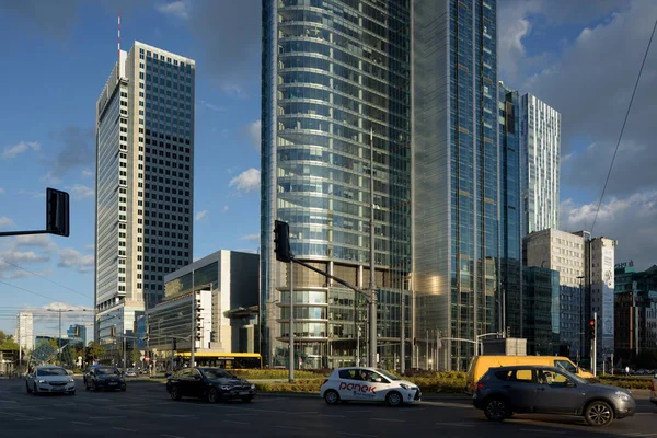 Warszawa Polen Okt 2018 Trafik Rusningstid Business District Warszawa Polen — Stockfoto