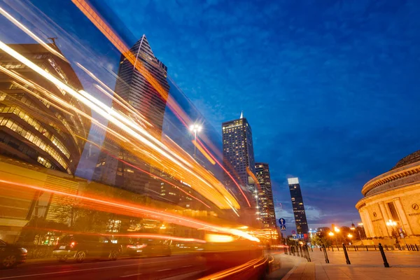 Warsaw Polen Okt 2018 Warschau Centrale Zakenwijk Bij Nacht — Stockfoto