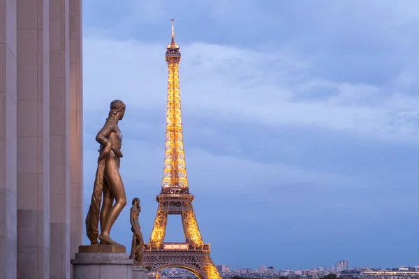 Paryż Francja Sierpnia 2019 Paryż Francja Zabytki Wieża Eiffla Trocadero — Zdjęcie stockowe