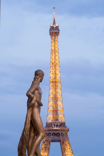 Paris Franciaország Augusztus 2019 Párizs Franciaország Műemlékek Eiffel Torony Trocadero — Stock Fotó