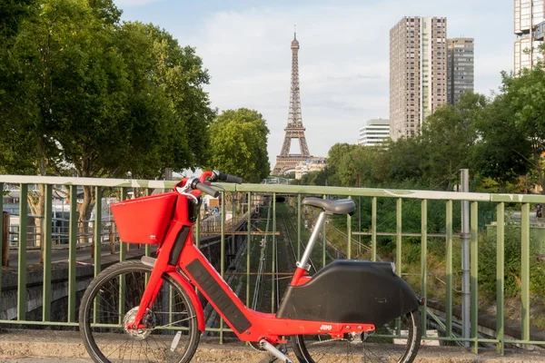 Paris France Aug 2019 Jump Uber Shared Bike Parking Paris — Stockfoto