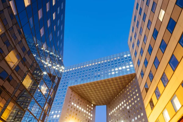 Tours Affaires Crépuscule Vue Des Gratte Ciel Défense Paris — Photo