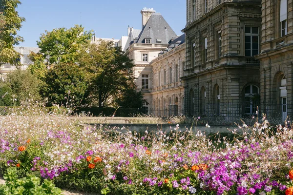Paris França Setembro 2019 Palácio Luxemburgo Com Flores Paris França — Fotografia de Stock
