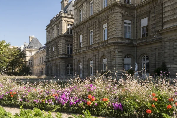 París Francia Septiembre 2019 Palacio Luxemburgo Con Flores París Francia — Foto de Stock