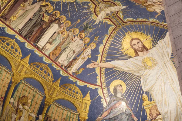 Paris France Sept 2019 Jesus Christ Figure Wall Basilica Sacre — 스톡 사진