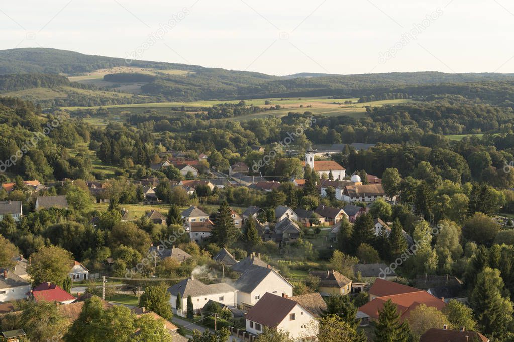 Bakonybel; Hungary - Sept 10; 2019: View of Bakonybel a small picturesque village in a Bakony mountainous region in Transdanubia; Hungary.
