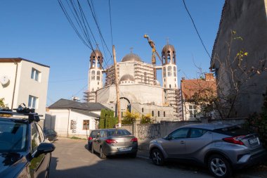 Cluj Napoca, Romania - 24 Oct, 2019: a traditional orthodox church being built in Cluj Napoca, one of the biggest cities in Transylvania, Romania. I