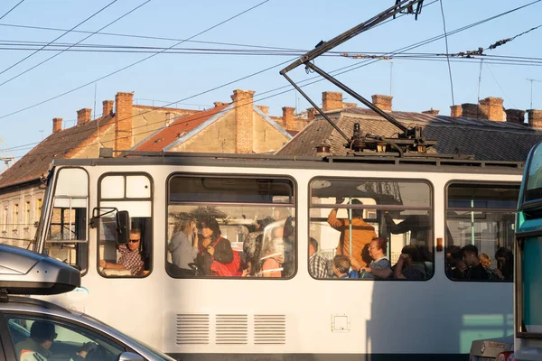 Cluj Napoca Romênia Outubro 2019 Commuters Travelling Tram Cluj Napoca — Fotografia de Stock