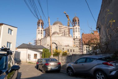 Cluj Napoca, Romania - 24 Oct, 2019: a traditional orthodox church being built in Cluj Napoca, one of the biggest cities in Transylvania, Romania. I