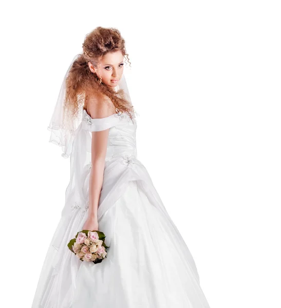 Ritratto di una bella donna vestita da sposa — Foto Stock