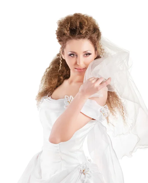 Ritratto di una bella donna vestita da sposa — Foto Stock