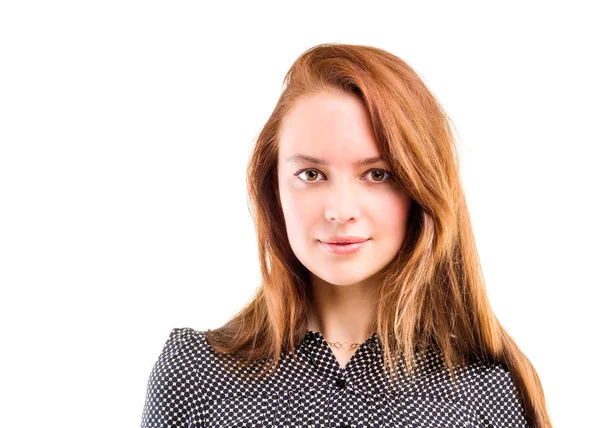 Portrait of a confident young female isolated white background — Stock Photo, Image