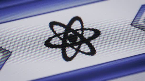 Atom Kutsal Kişilerin Resmi Üstünde Belgili Tanımlık Perde Döngü — Stok video