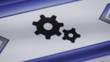 Dişli simgesini üstünde belgili tanımlık perde. Döngü.