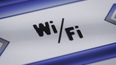 Wi-Fi kutsal kişilerin resmi üstünde belgili tanımlık perde. Döngü.