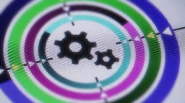 Dişli simgesini üstünde belgili tanımlık perde. Döngü.