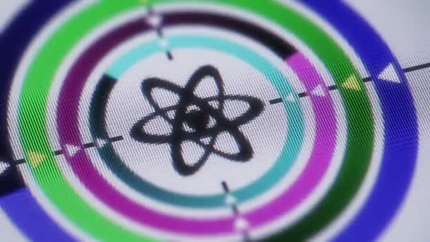 Atom Symbol Auf Dem Bildschirm Schleife — Stockvideo