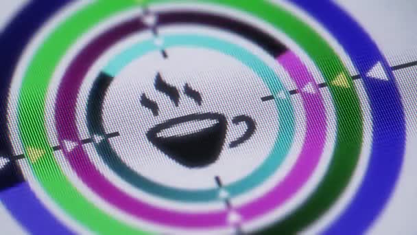 咖啡图标在屏幕上 循环播放 — 图库视频影像
