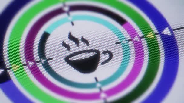 屏幕上的咖啡图标 — 图库视频影像