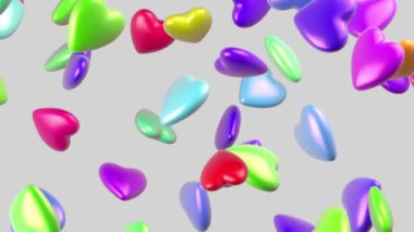 Uçan kalpler. Döngü. Alfa kanalı bulunur.