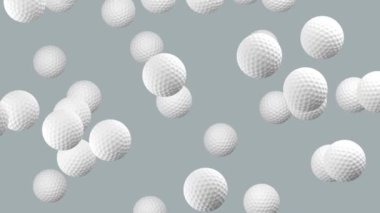 Golf topları uçan. Döngü. Alfa kanalı bulunur.