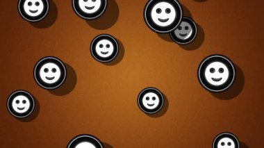 Uçan gülümseme simgeler. Döngü. Alfa kanalı bulunur.