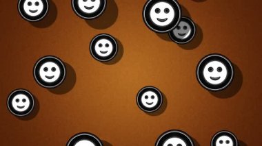 Uçan gülümseme simgeler. Döngü. Alfa kanalı bulunur.