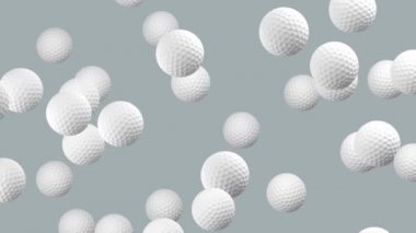 Golf topları uçan. Döngü. Alfa kanalı bulunur.