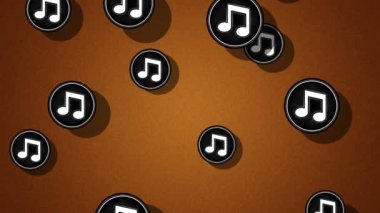 Uçan Not simgeler. Döngü. Alfa kanalı bulunur.