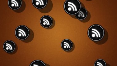 Uçan rss simgeler. Döngü. Alfa kanalı bulunur.