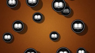 Kitap simgeleri uçan. Döngü. Alfa kanalı bulunur.