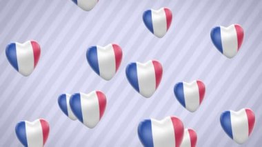 Uçan kalpler bayraklı. Fransa. Döngü. Alfa kanalı bulunur.