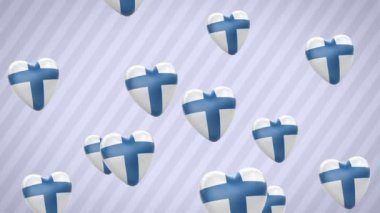 Uçan kalpler bayraklı. Finlandiya. Döngü. Alfa kanalı bulunur.