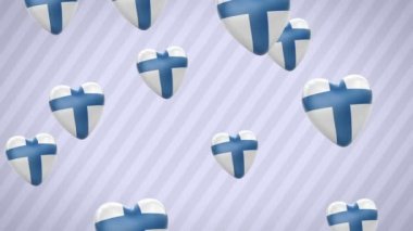 Uçan kalpler bayraklı. Finlandiya. Döngü. Alfa kanalı bulunur.