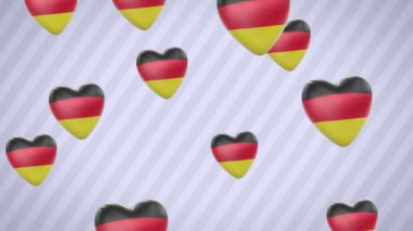 Uçan kalpler bayraklı. Almanya. Döngü. Alfa kanalı bulunur.