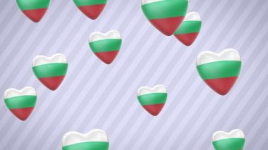 Uçan kalpler bayraklı. Bulgaristan. Döngü. Alfa kanalı bulunur.